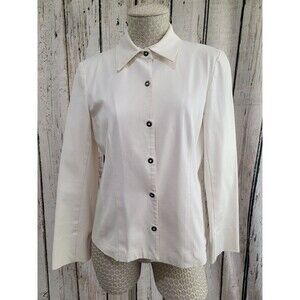 Elliott Lauren White Button Down Long Sleeve‎ Jacket Coat Women's Size 6 EUC